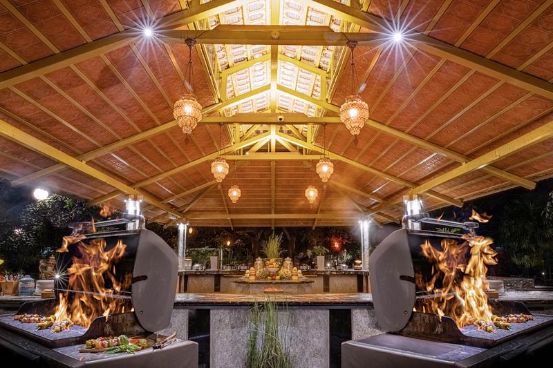 Evening lounge bar celebration with starters and drinks