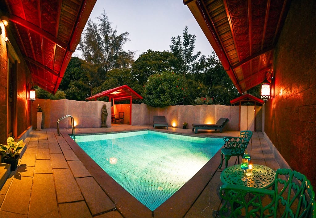 Premium Pool Cottage accommodation at Mango Mist Resorts, Bengaluru